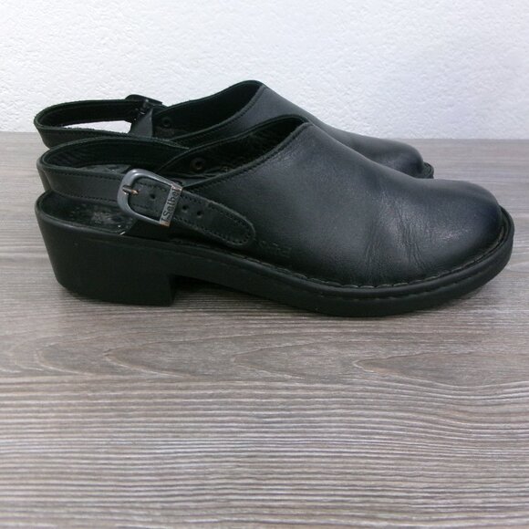 Joseph Seibel  8 / 8.5 Black Leather Open Slingback Low Heel Clogs Size 39 Shoes - Picture 3 of 12